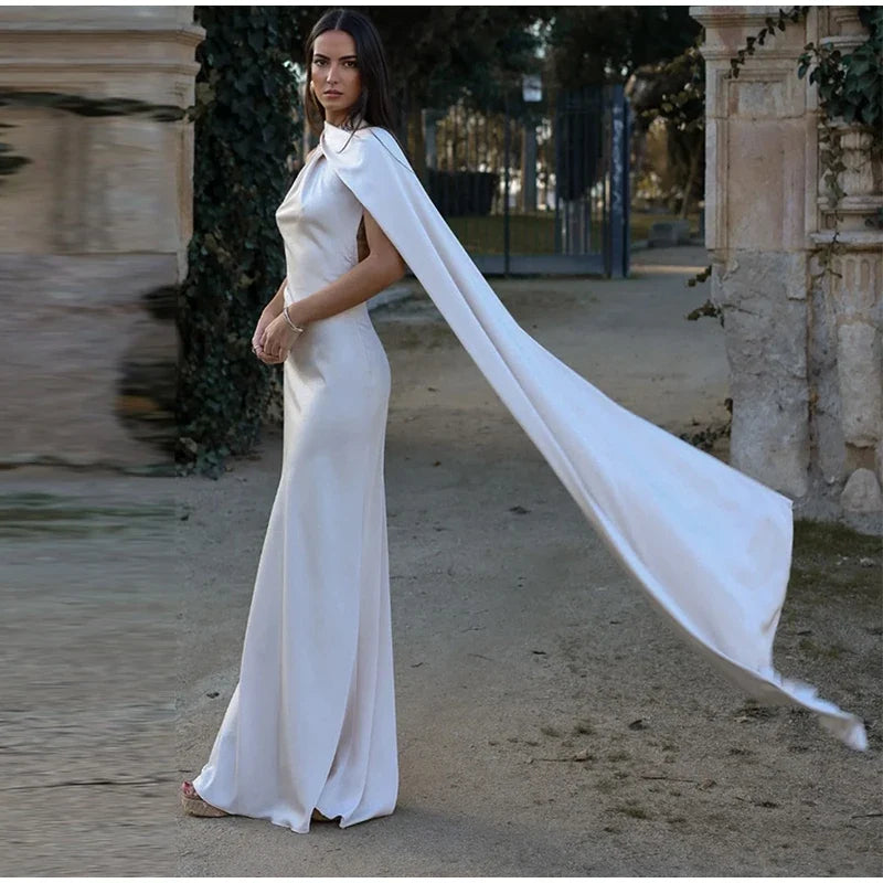 Sexy Satin Ribbon Party Dress Women Elegant Halter Backless Off Shoulder Sleeveless Female Dresses 2024 Summer Solid Robe Gown