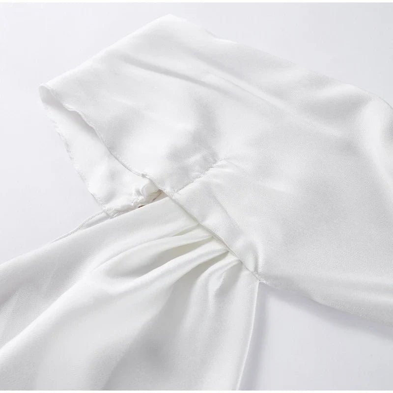 Sexy Satin Ribbon Party Dress Women Elegant Halter Backless Off Shoulder Sleeveless Female Dresses 2024 Summer Solid Robe Gown